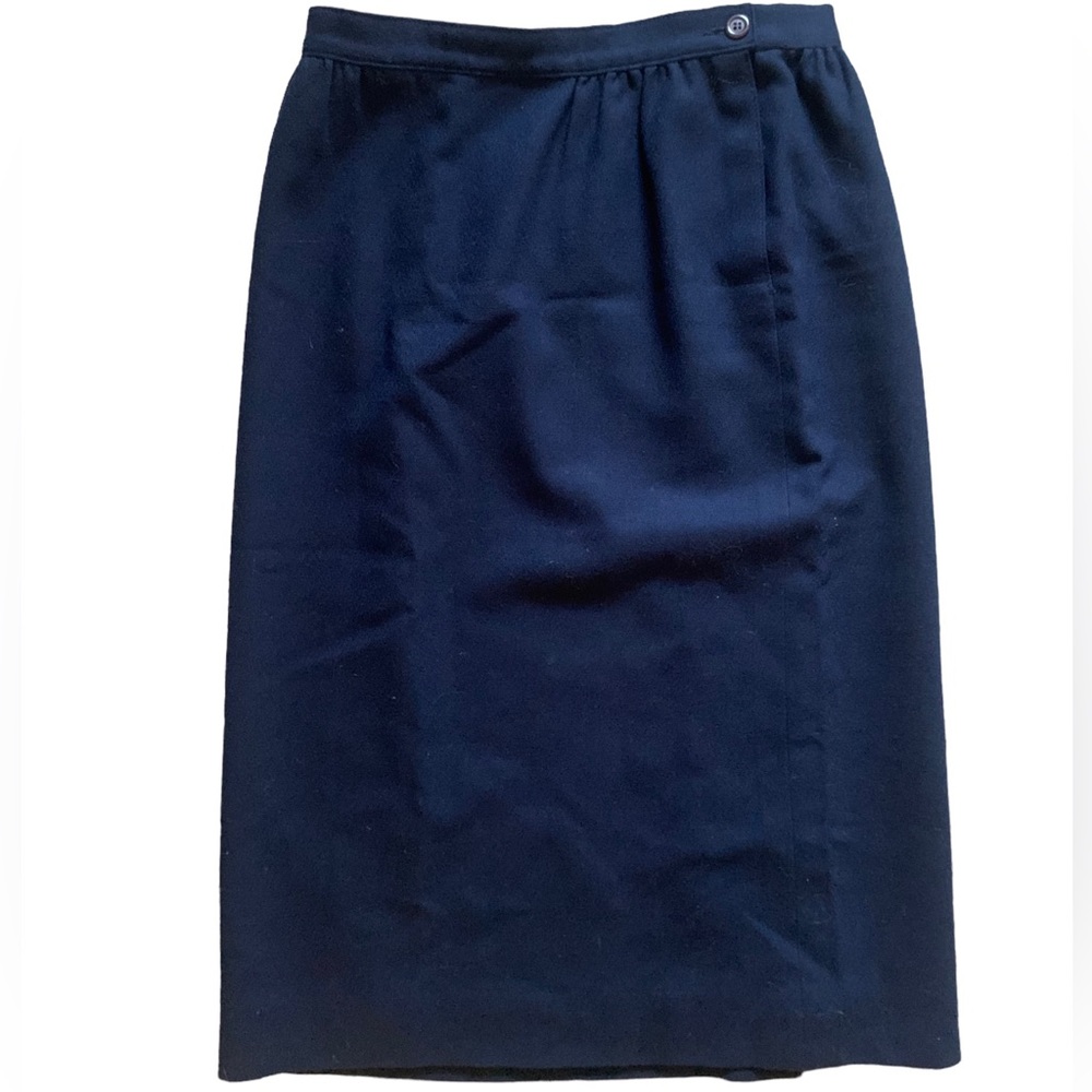Vintage Pendleton 100% Virgin Wool Navy Midi Skirt Lined with Pockets